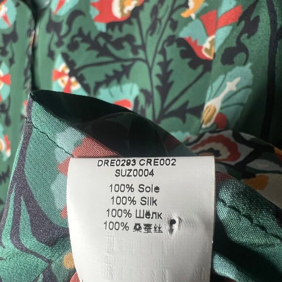 La DoubleJ Green Shorty Printed Silk Crepe De Chine Mini Dress Size M - Picture 12 of 13